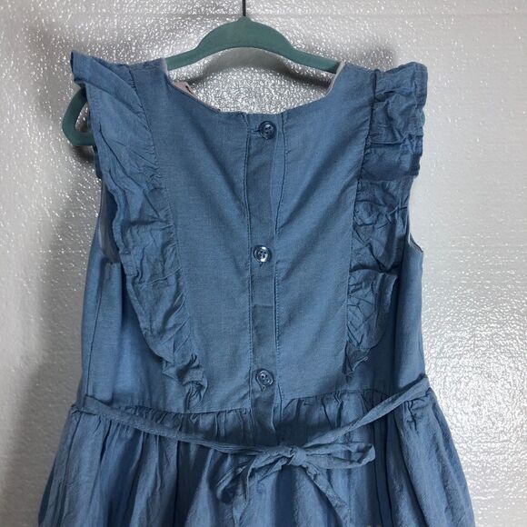 Little Lass Blue Dress With White Flowers Girls Toddler Size 5 - Picture 6 of 9